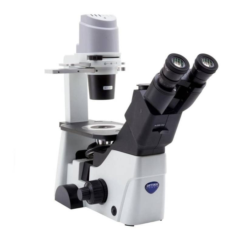 Microscopio Trinocular Invertido, Objetivos IOS Plan LWD PH, LUZ X-LED. Modelo IM-3. Marca: OPTIKA