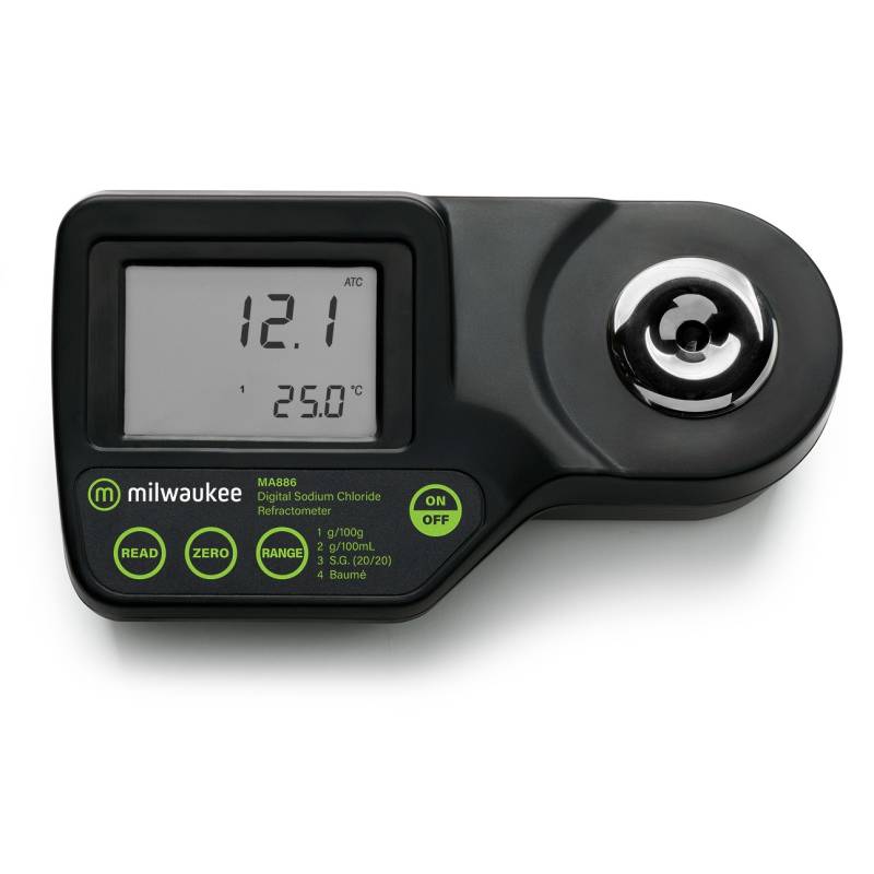 Refractómetro Digital para NaCl en Cloruro de Sodio. Modelo MA886. Marca: MILWAUKEE                                        