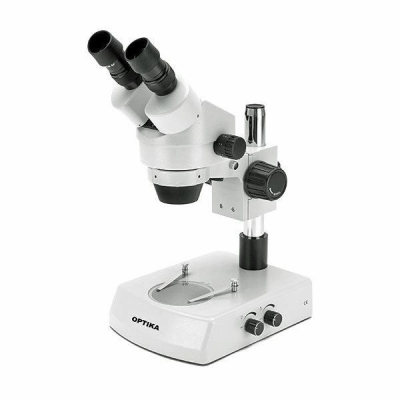 Lupa Estereoscópica Binocular Zoom 7X 45X, Iluminación Halógena Incidente y Transmitida. Modelo SZM-1. Marca: OPTIKA