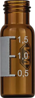 Vial de Vidrio Color Ambar de 1,5 Ml, con rosca de 9 mm. x 100 uni. Modelo  MYN-702284. Marca MACHEREY-NAGEL           