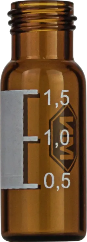 Vial de Vidrio Color Ambar de 1,5 Ml, con rosca de 9 mm. x 100 uni. Modelo  MYN-702284. Marca MACHEREY-NAGEL