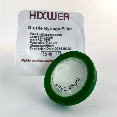 Filtro de Jeringa de PES estéril de Ø25mm x 50u. Hixwer