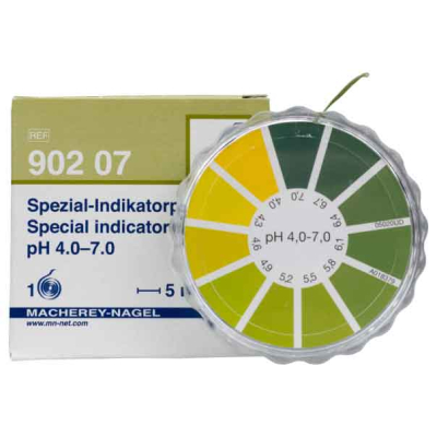 Papel Indicador de pH 4-7 en rollo de 5 Mm x 7 Mm. Marca: MACHEREY NAGEL