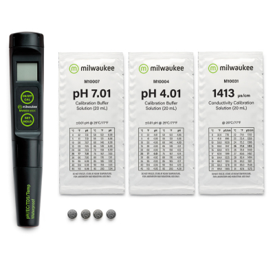 Medidor de PH/EC/TDS TEMPERATURA de Bolsillo Rango Bajo con Electrodo Recambiable. Modelo MW803.  Marca: MILWAUKEE