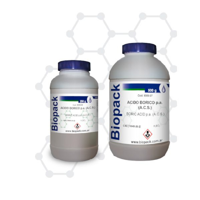 Ácido Bórico. Pro Análisis. Marca: BIOPACK
