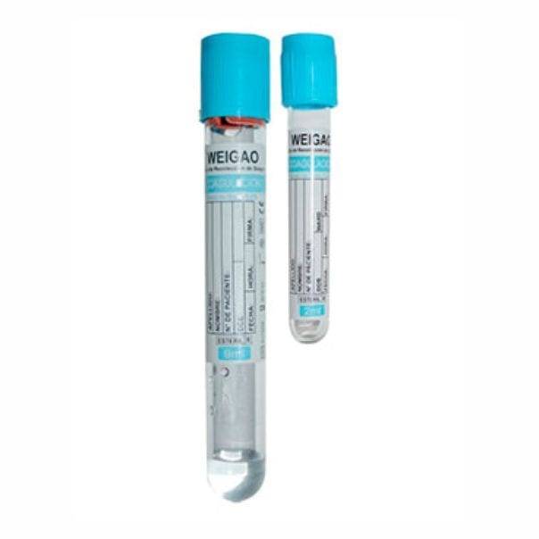Tubo de Coagulacion con Citrato de Sodio 3.20% 13x75mm x 2ml Celeste x 100 unidades WEIGAO