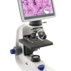 Microscopio digital con pantalla LCD a baterías. Modelo B-159R-PLV, marca Optika.